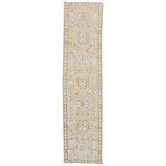 Narrow Neutral Persian Heriz 20th Century Runner