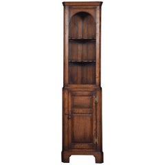 Antique Narrow Oak Floor Standing Corner Cupboard