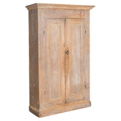 Narrow Original Gray Pine Armoire Cabinet from Sweden, circa 1800-40