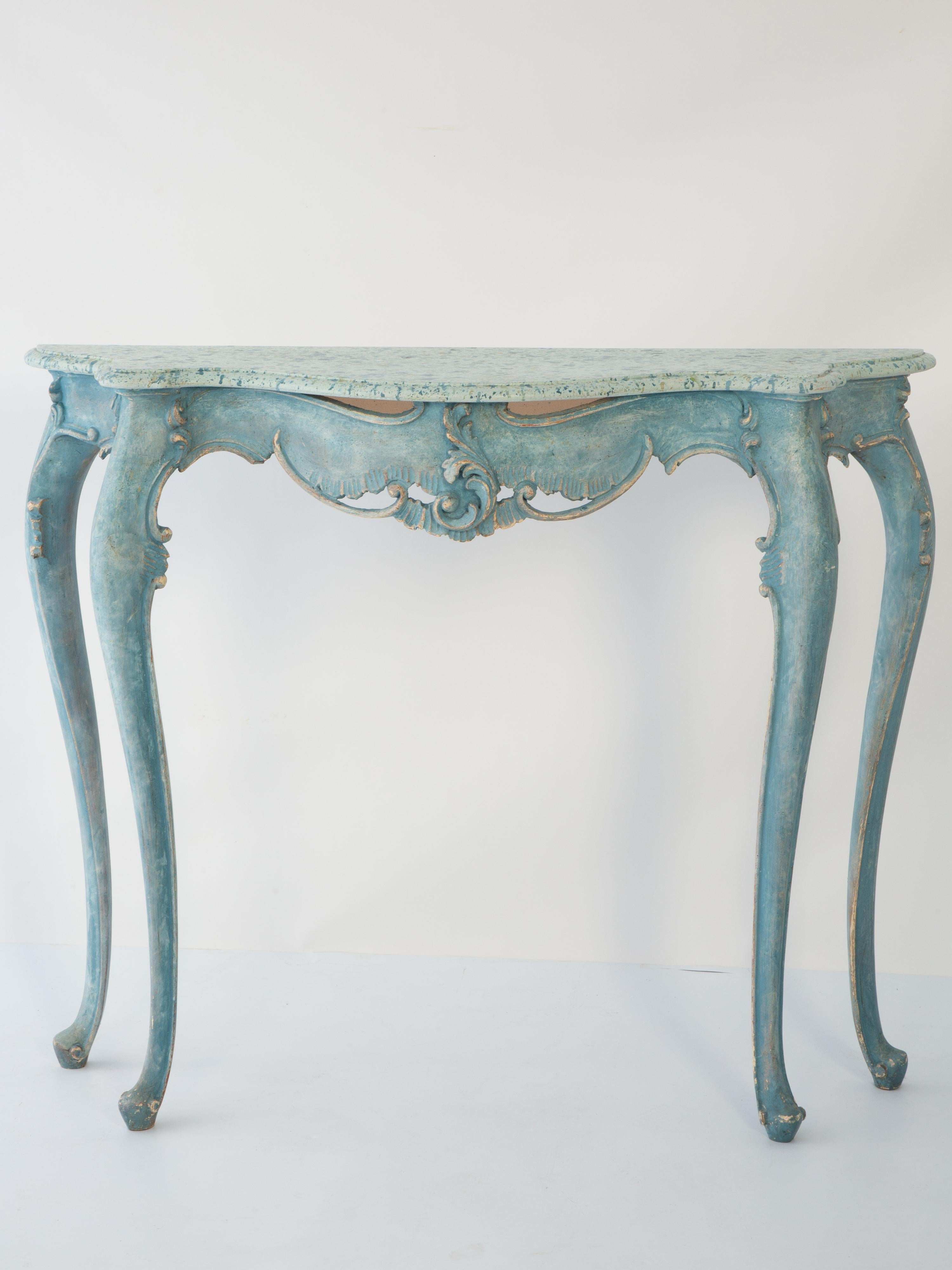 Consolle stretta dipinta Florentine con piano finto, 1960 ca. 1