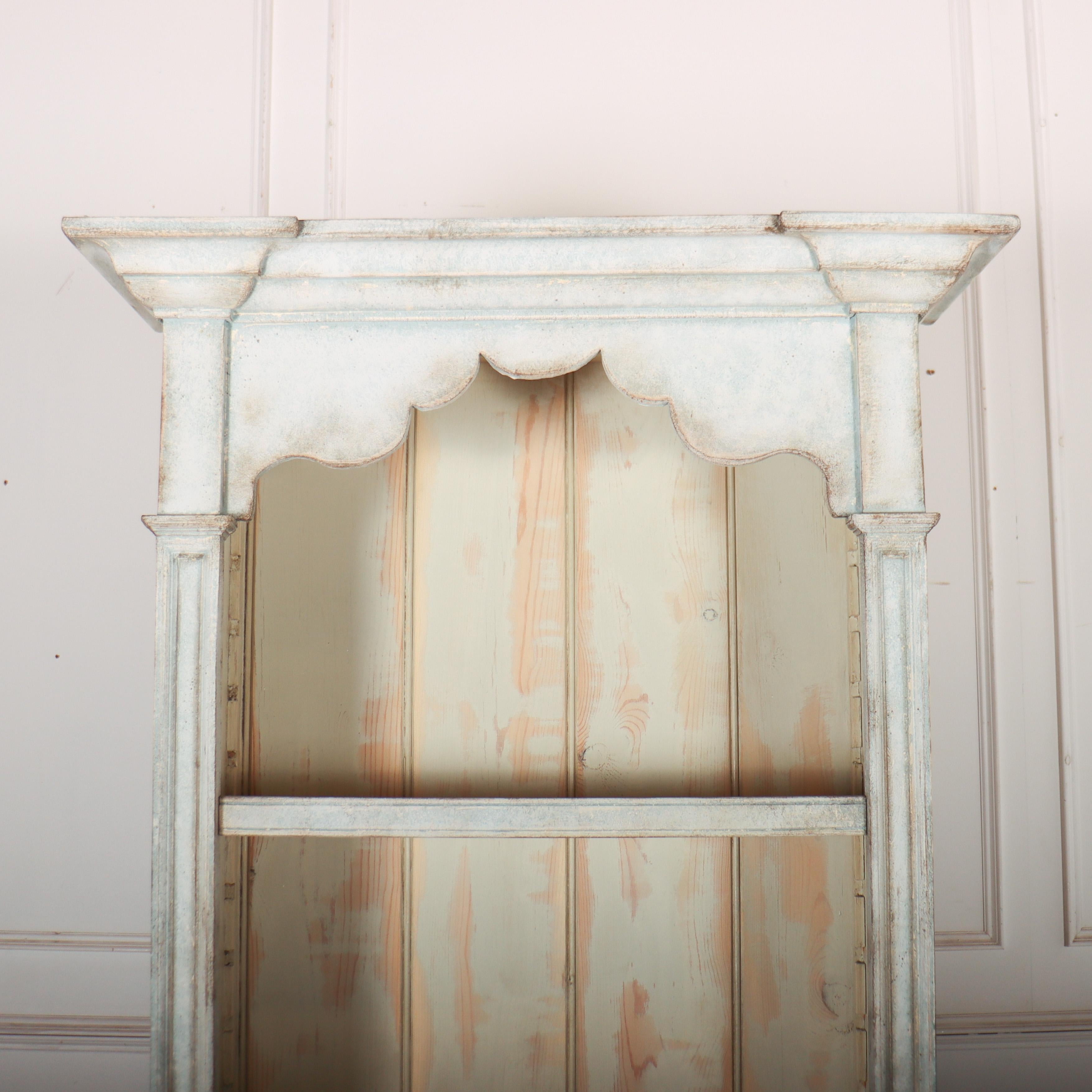 19th century French painted pine bookcase with adjustable shelves. 1890.

Shelf depth is 11