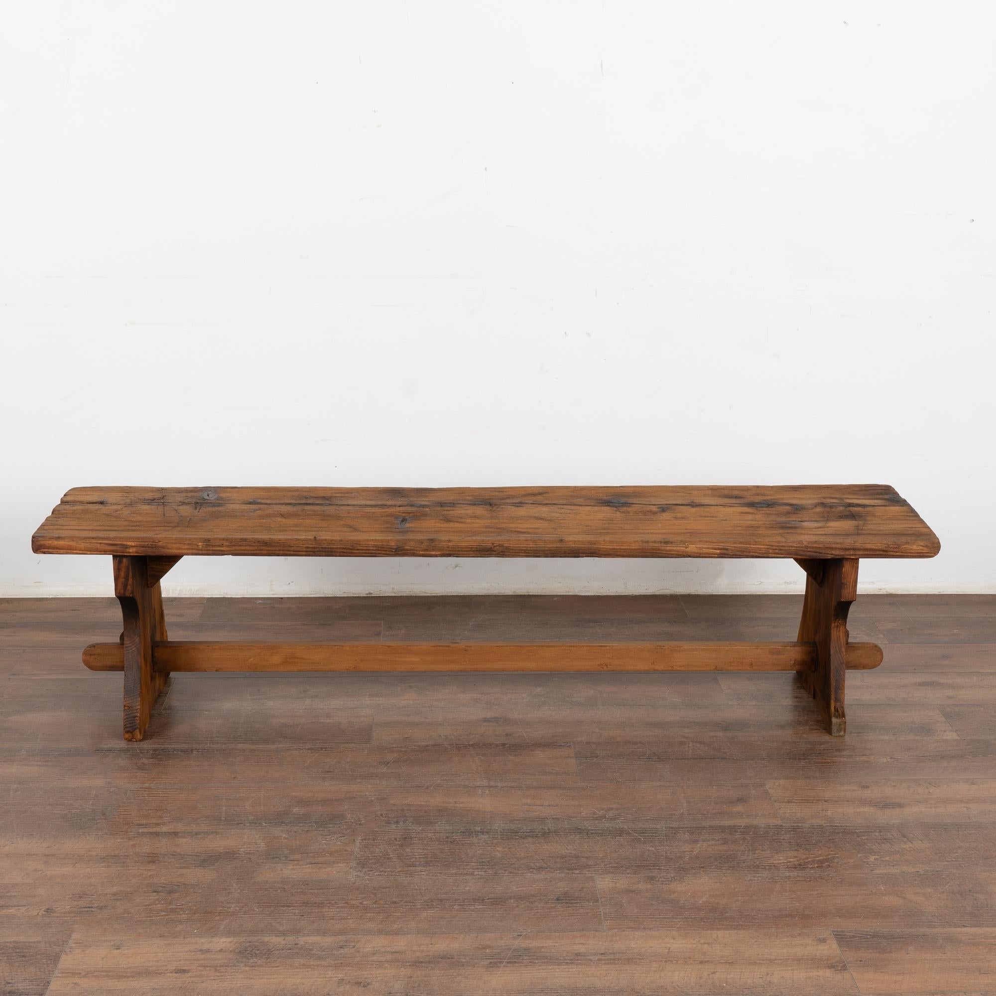 Rustic Narrow Pine Bench, Hungary circa 1890
