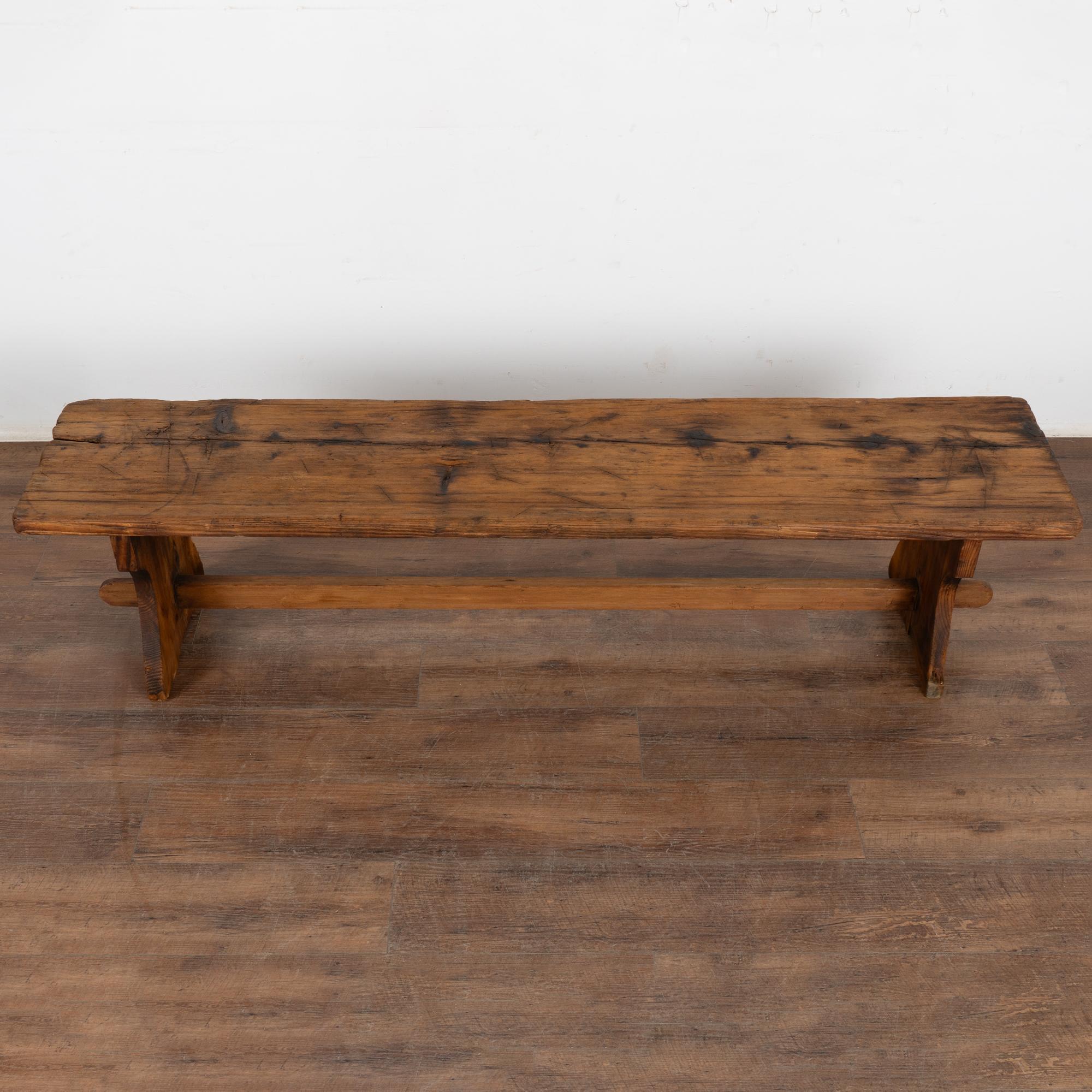 Hungarian Narrow Pine Bench, Hungary circa 1890