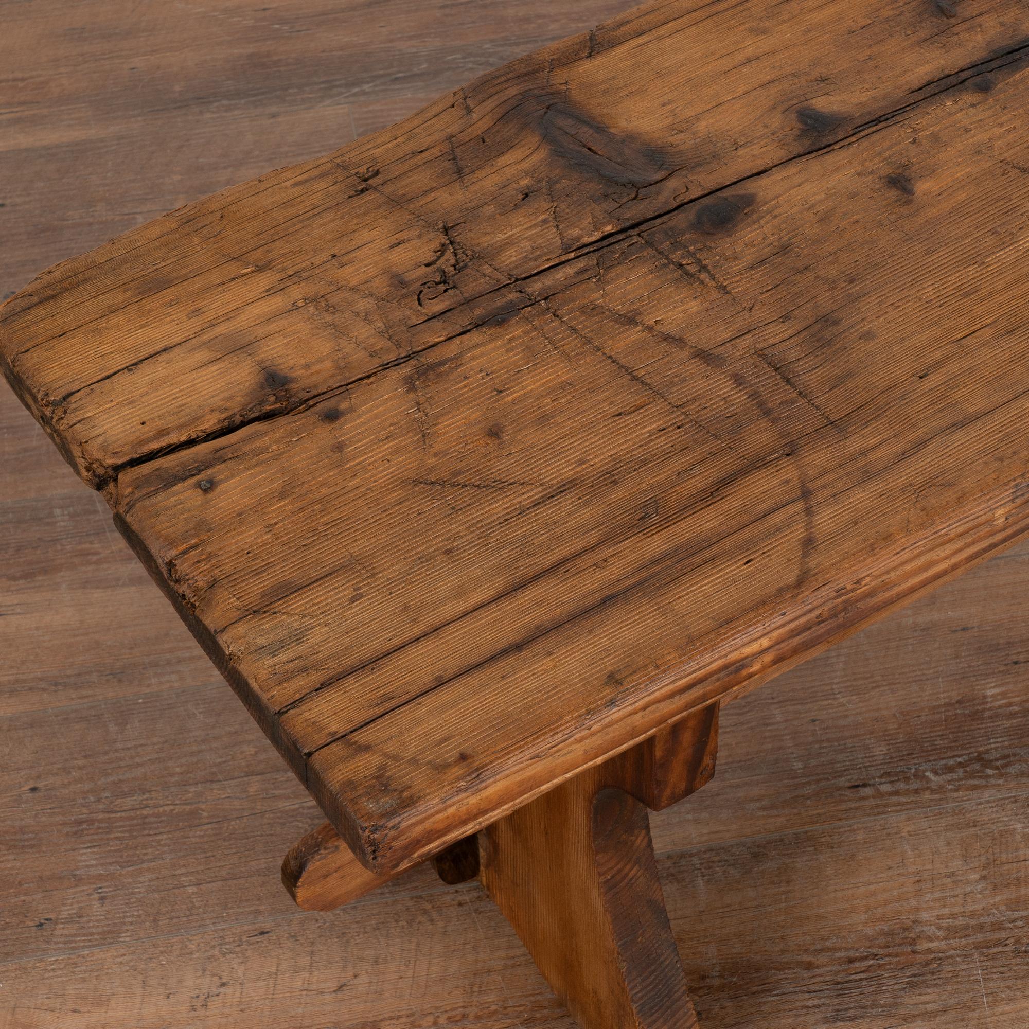 Narrow Pine Bench, Hungary circa 1890 In Good Condition In Round Top, TX