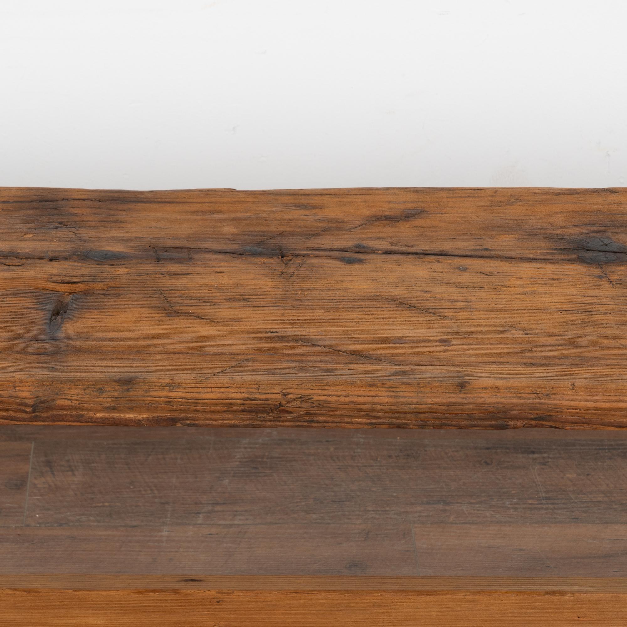 19th Century Narrow Pine Bench, Hungary circa 1890