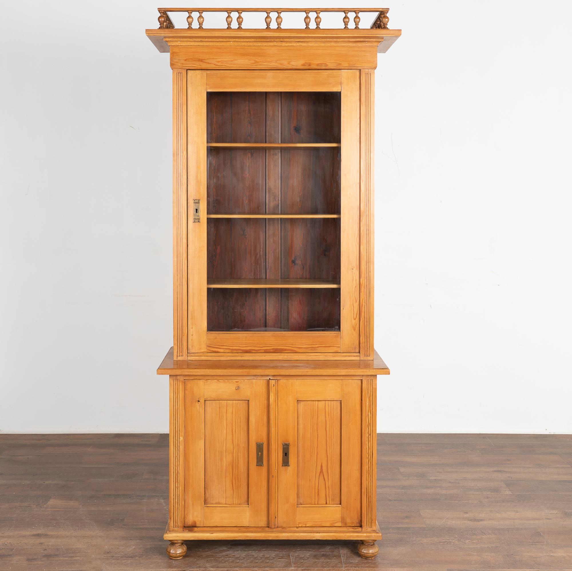 Danish Narrow Pine Bookcase Display Cabinet, Denmark circa 1900 For Sale