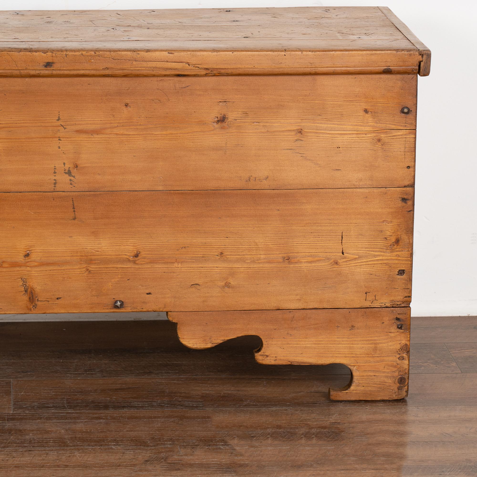 Narrow Pine Trunk or Bench with Storage, Sweden, circa 1840-1860 3