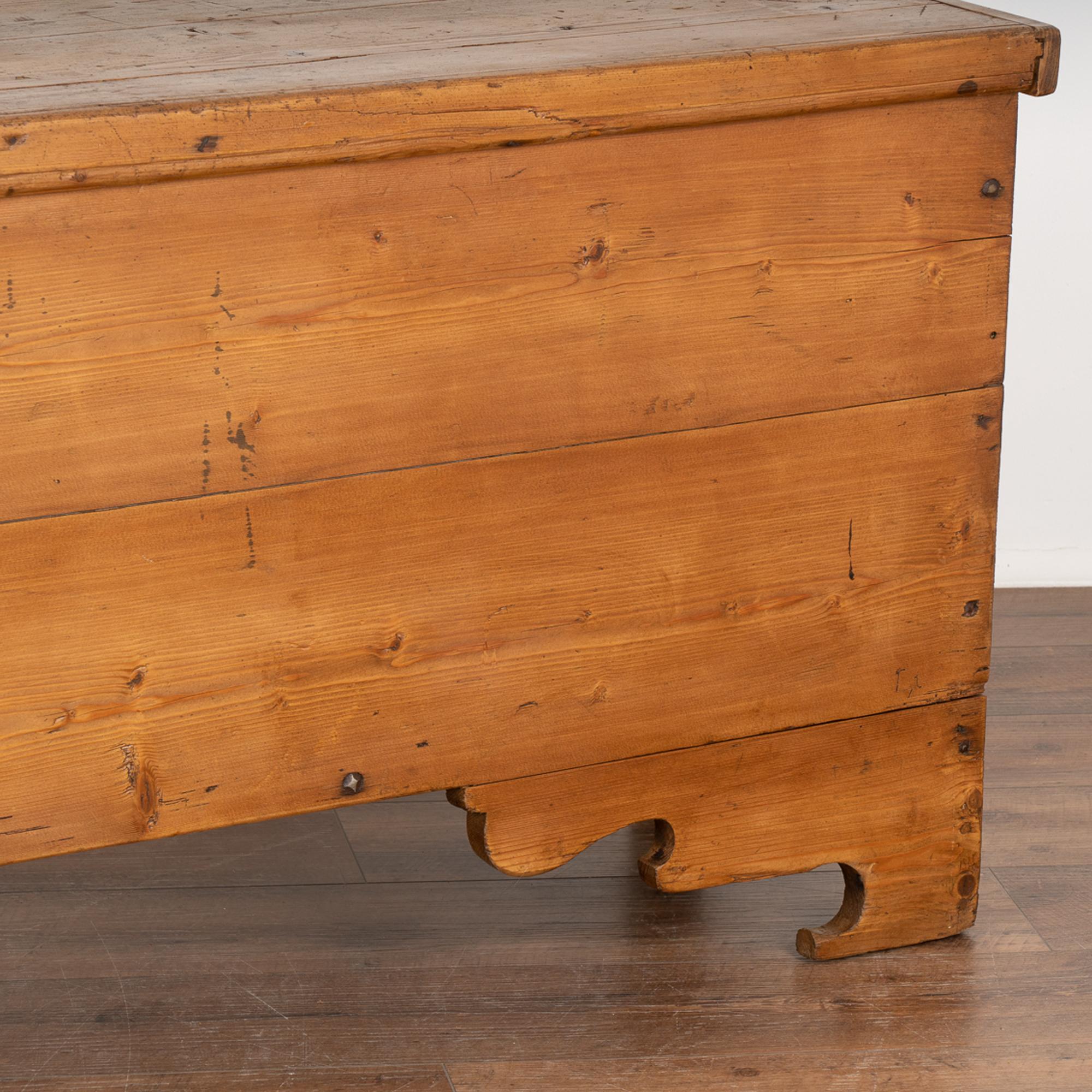 19th Century Narrow Pine Trunk or Bench with Storage, Sweden, circa 1840-1860