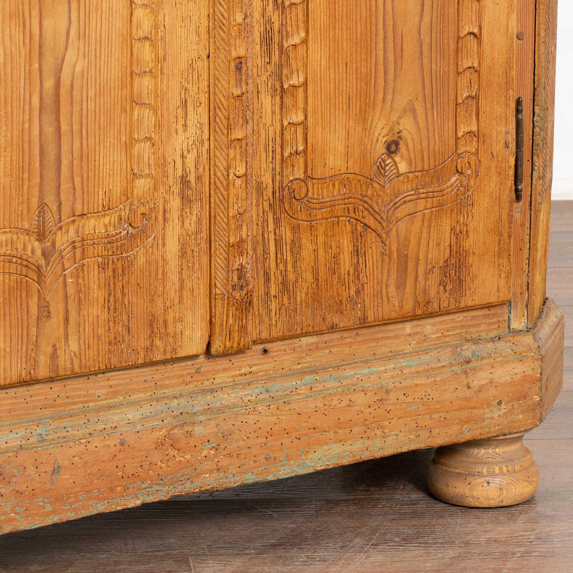 Narrow Pine Two Door Armoire, Hungary circa 1820-40 For Sale 4