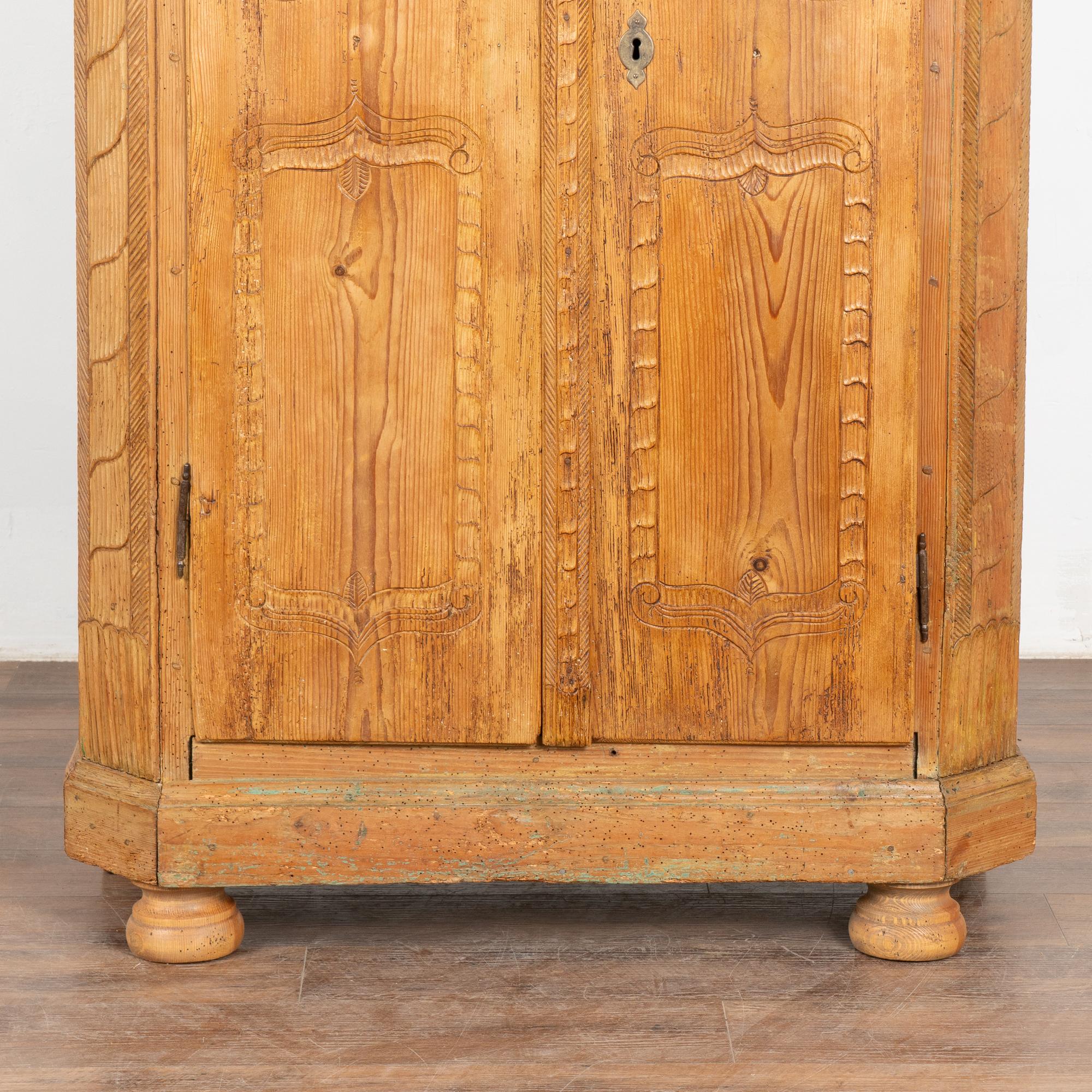 Narrow Pine Two Door Armoire, Hungary circa 1820-40 For Sale 5