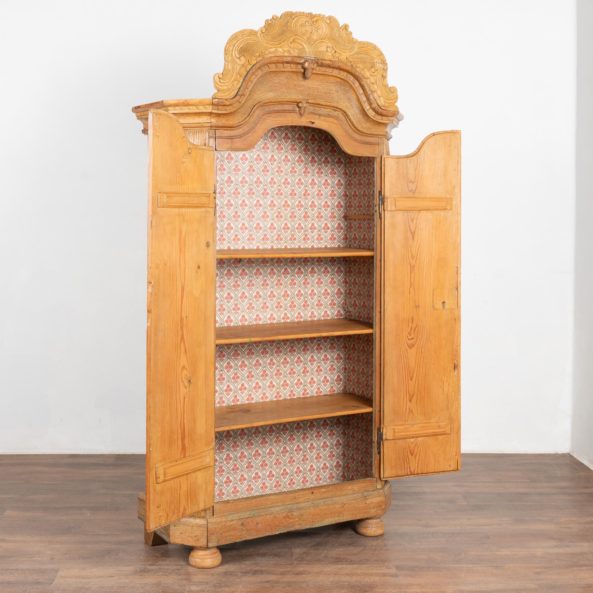 Country Narrow Pine Two Door Armoire, Hungary circa 1820-40 For Sale