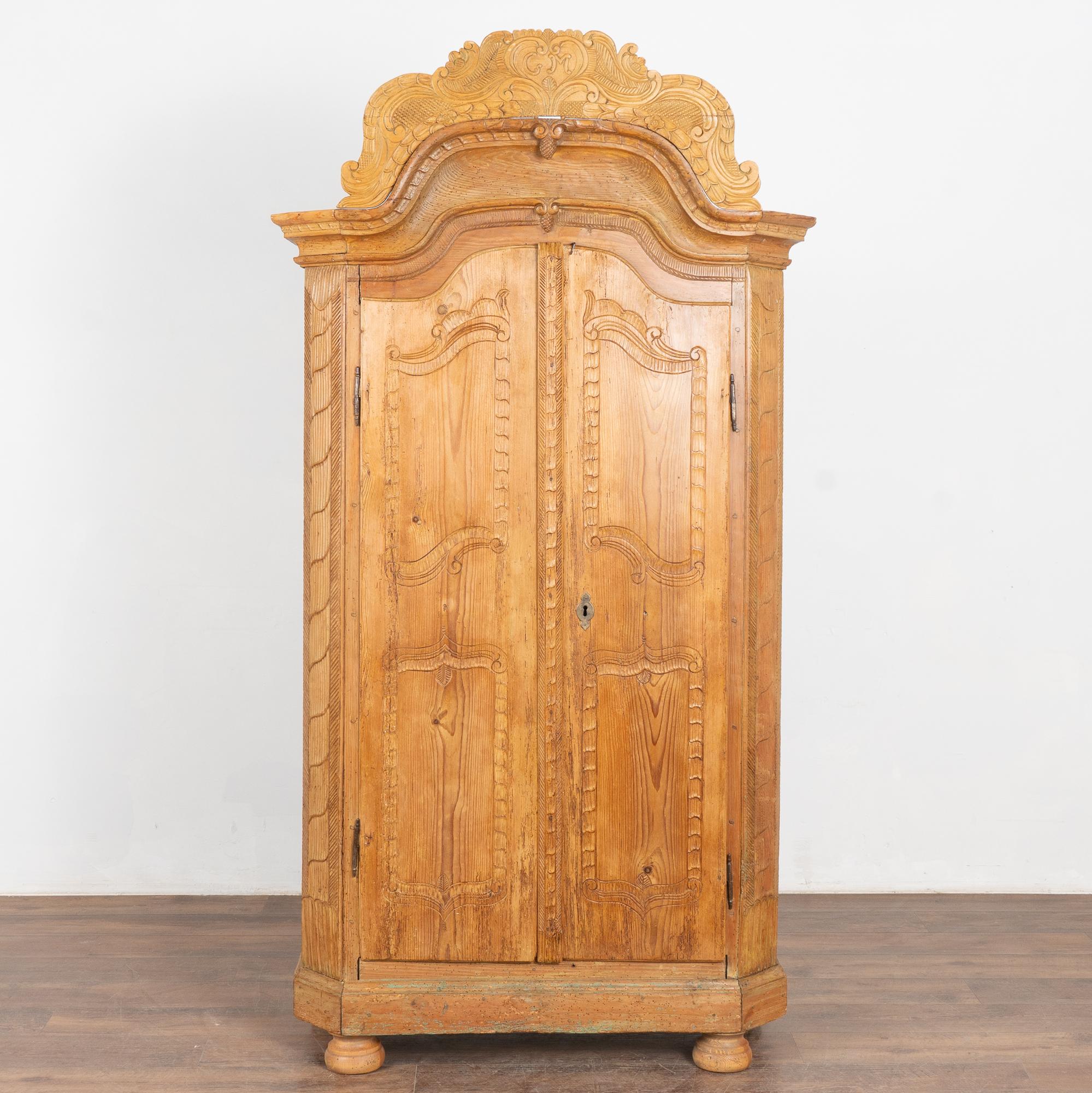 Hungarian Narrow Pine Two Door Armoire, Hungary circa 1820-40 For Sale