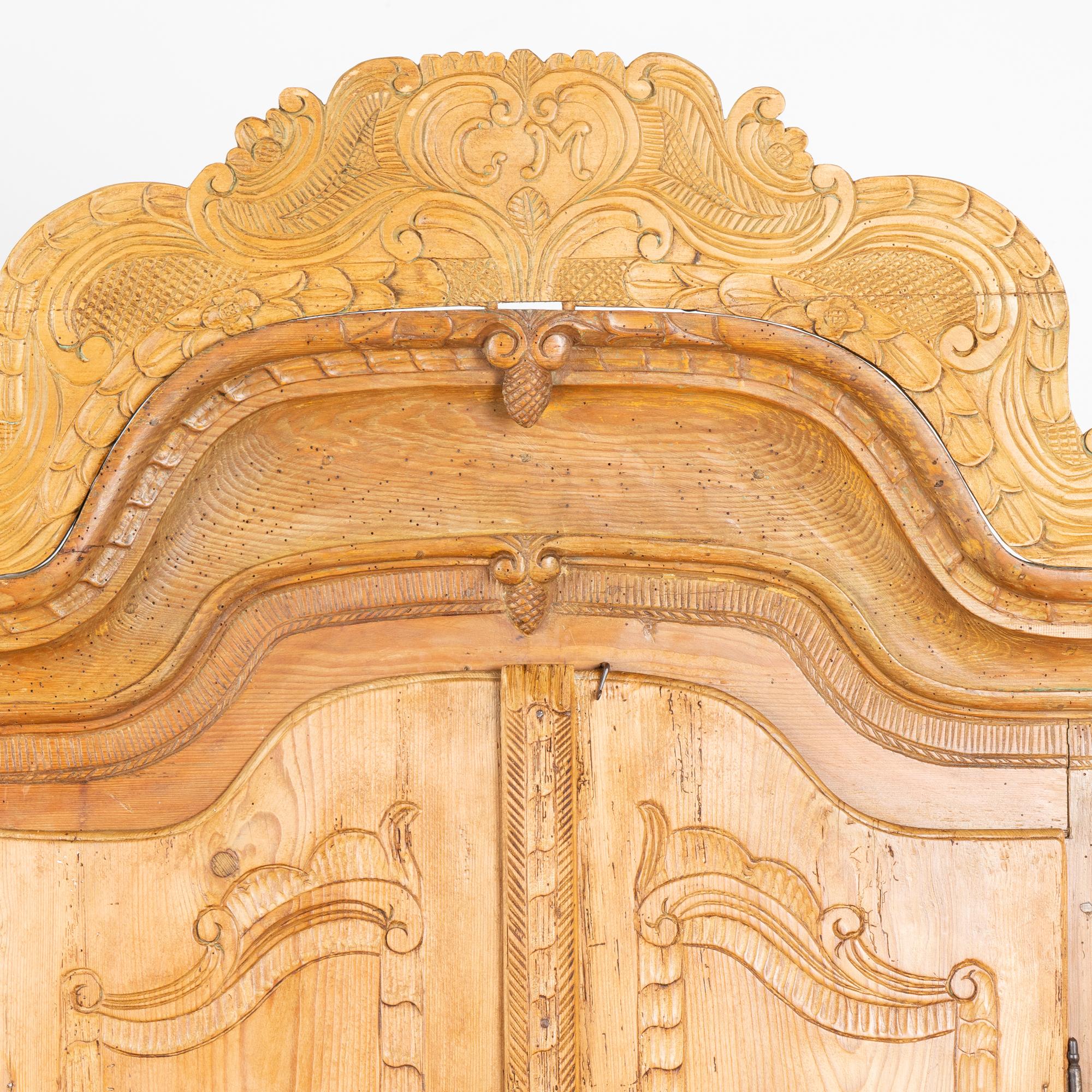 19th Century Narrow Pine Two Door Armoire, Hungary circa 1820-40 For Sale