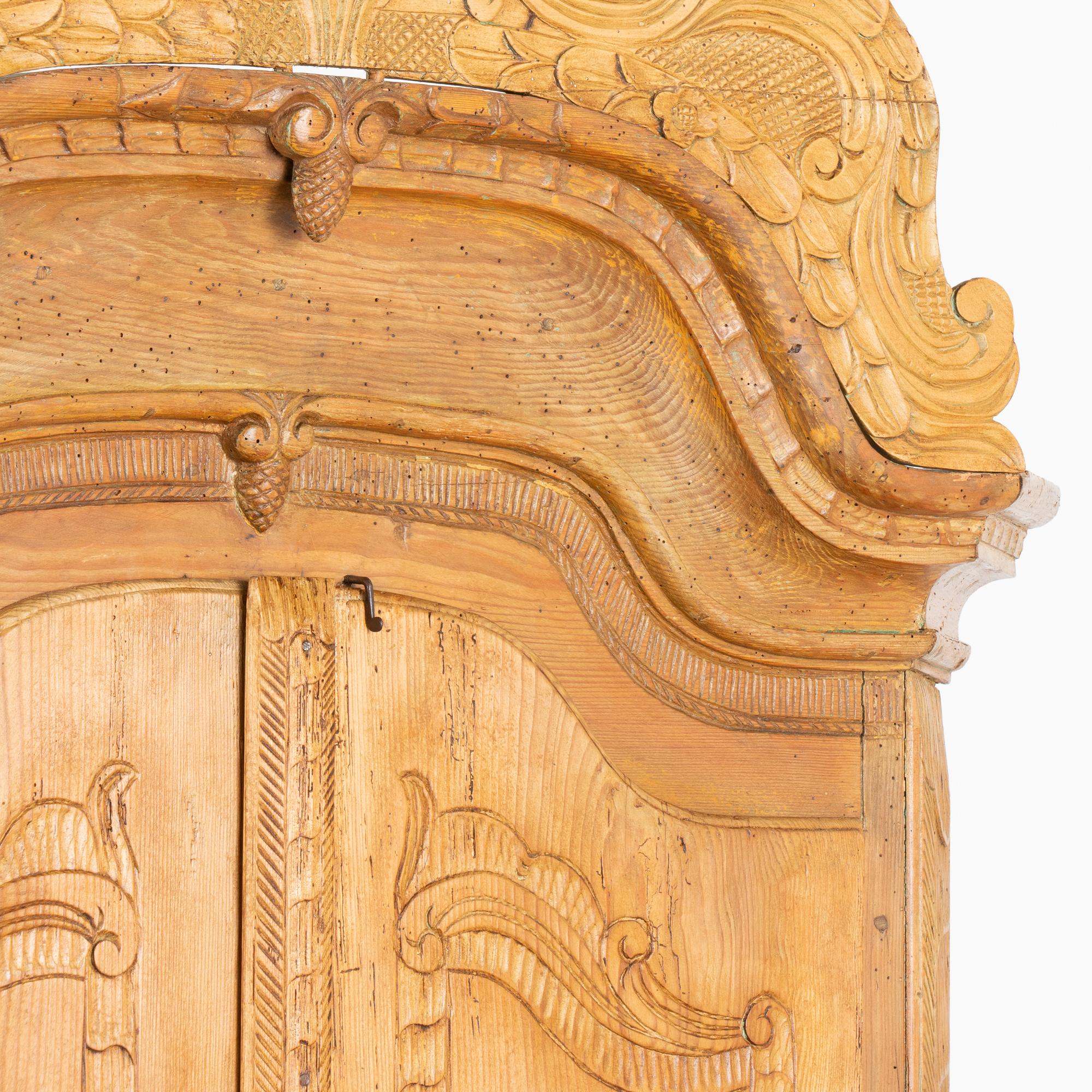 Narrow Pine Two Door Armoire, Hungary circa 1820-40 For Sale 2