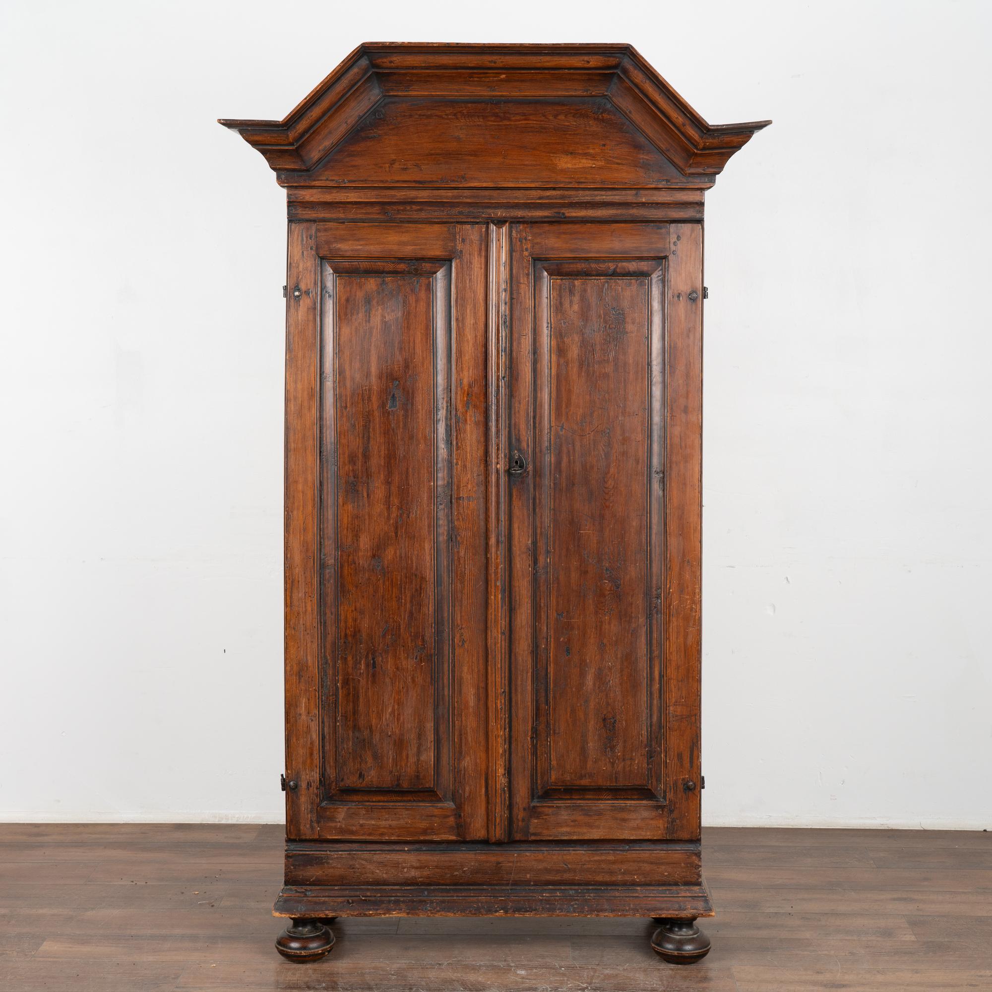 Country Narrow Pine Two Door Armoire, Sweden circa 1800's For Sale