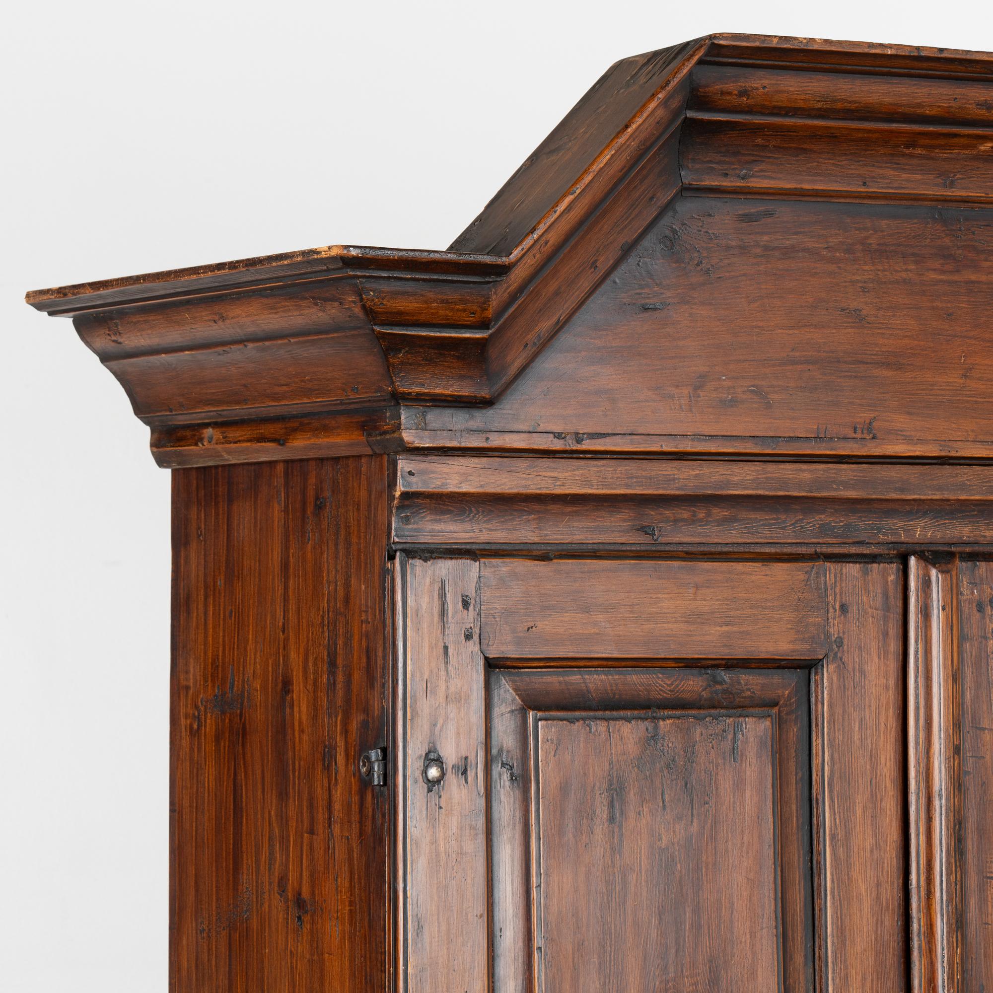 Country Narrow Pine Two Door Armoire, Sweden circa 1800's For Sale