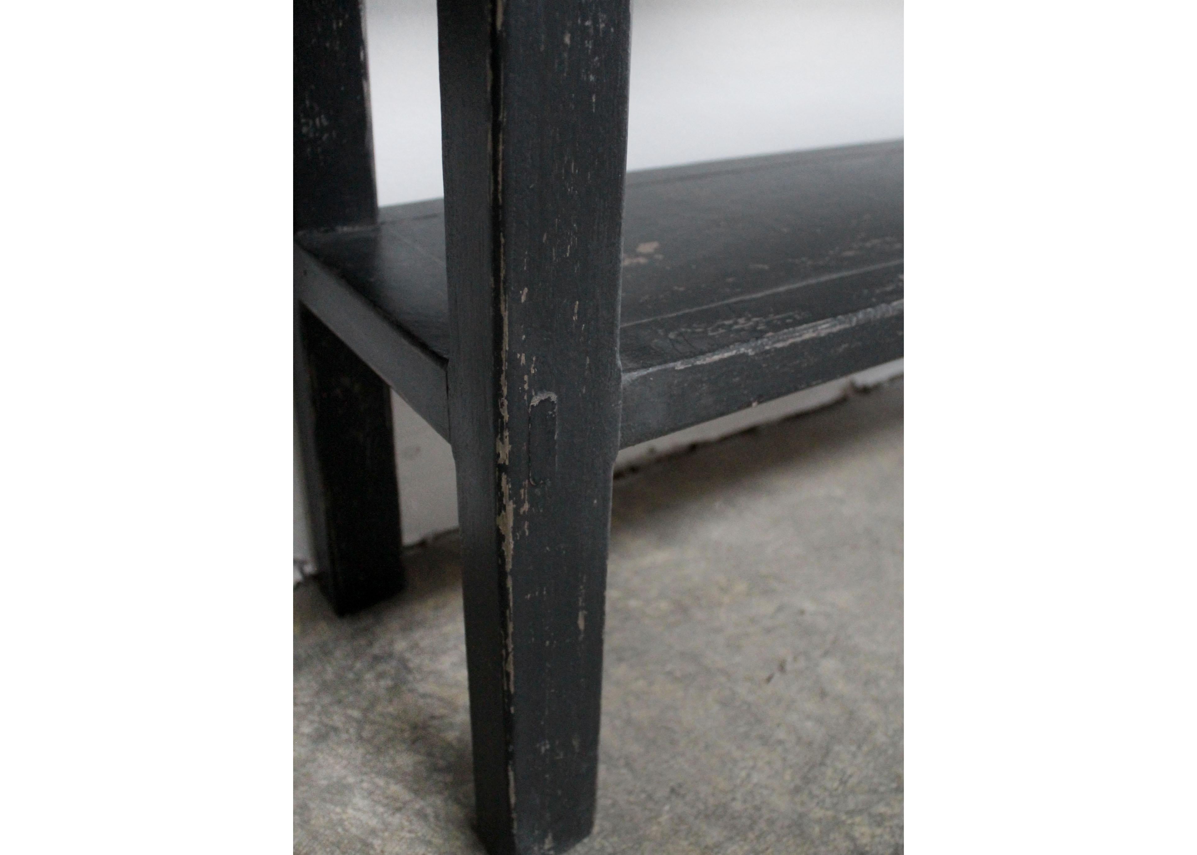 Narrow Reclaimed Pine Console Table with Black Painted Legs 2