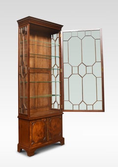 Narrow Regency Style Walnut Glazed Display Cabinet
