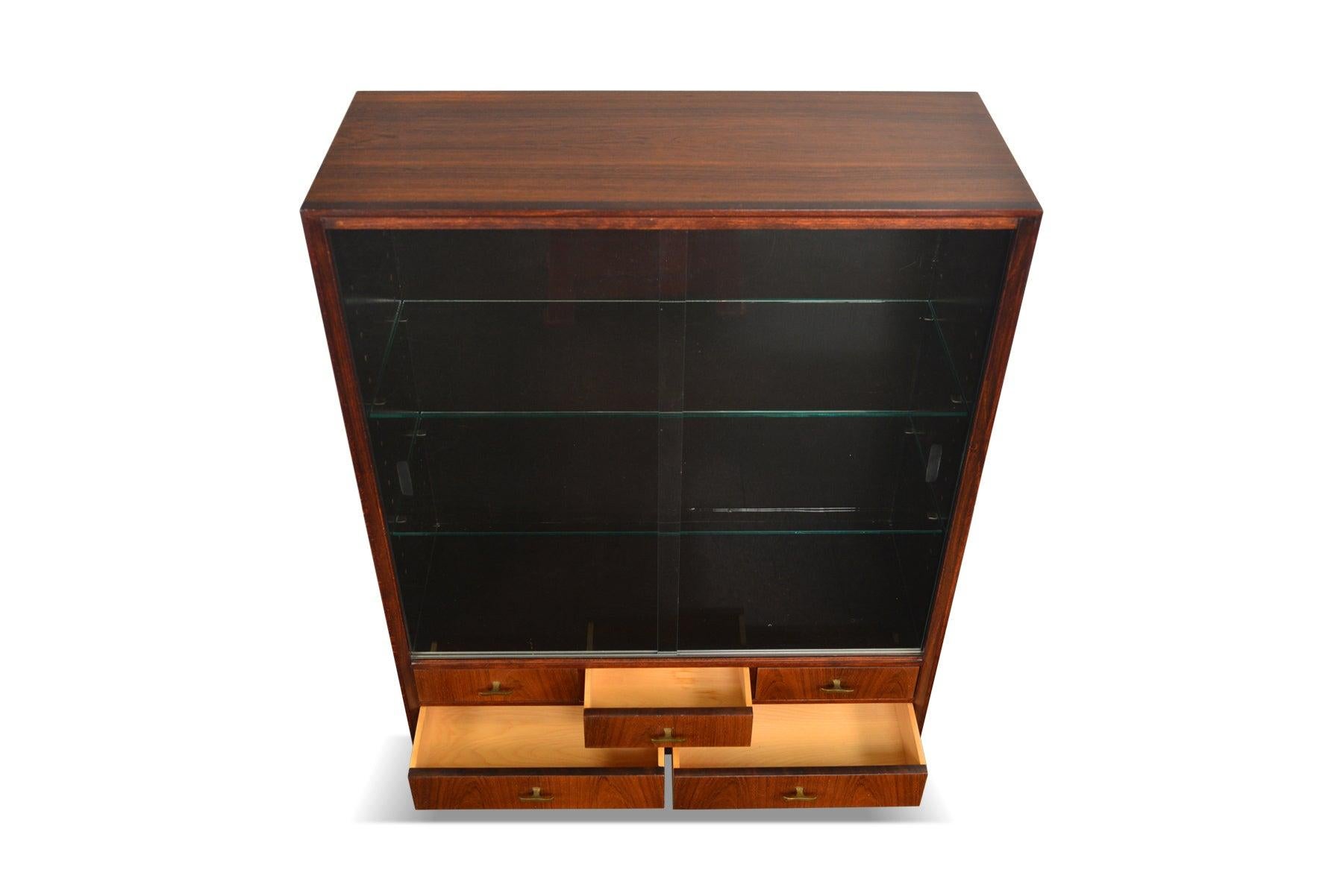 Narrow Rosewood Cupboard with Smoked Glass Doors In Excellent Condition In Berkeley, CA