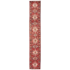Narrow Runner, Persian Karadjeh Runner with Colorful, Ornate Medallions
