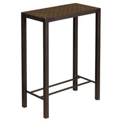 Narrow Side Table with Louis Vuitton Leather Top and Custom Metal Stand