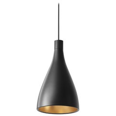 Narrow Swell Pendant Light in Black & Brass by Pablo Designs