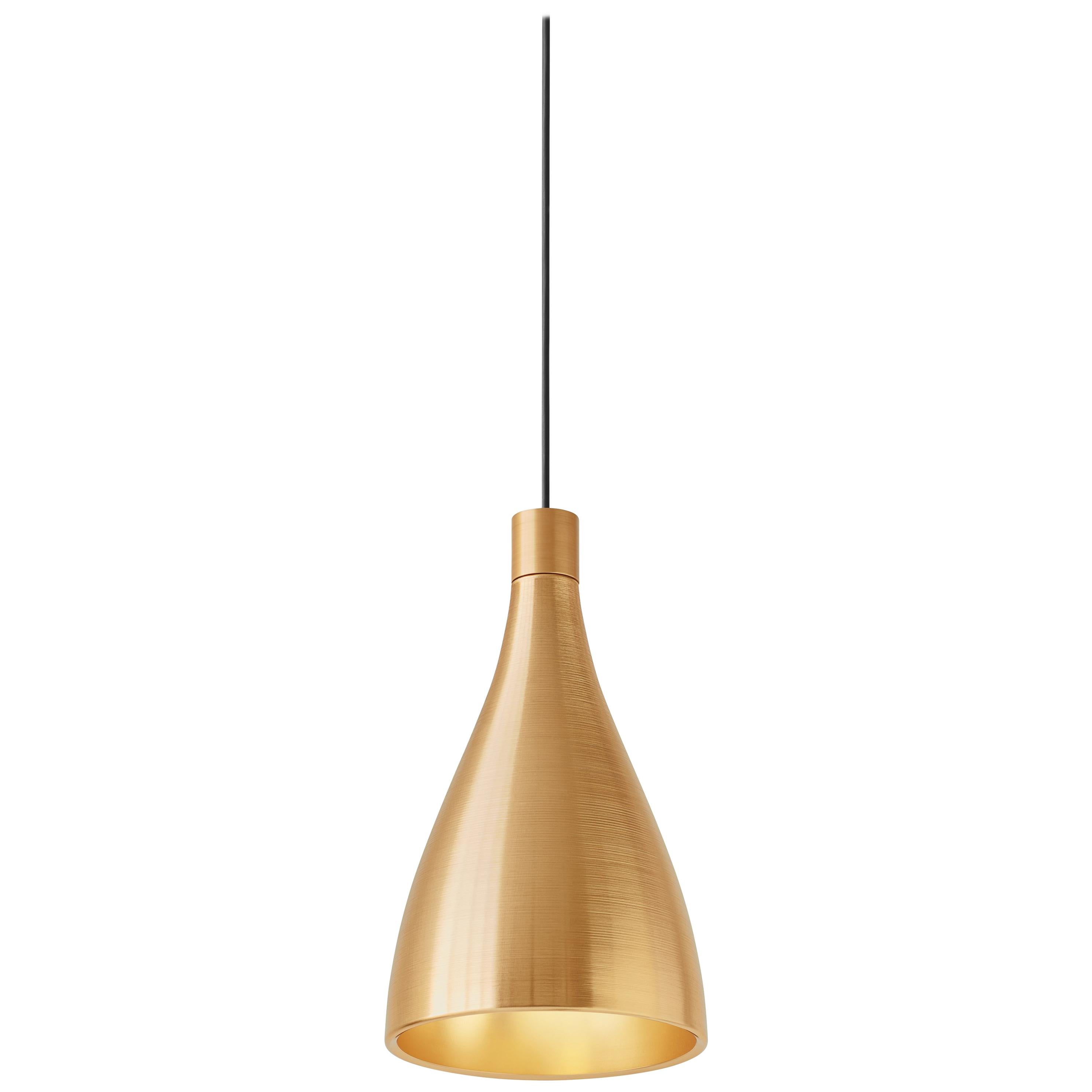Narrow Swell Pendant Light in Brass by Pablo Designs For Sale