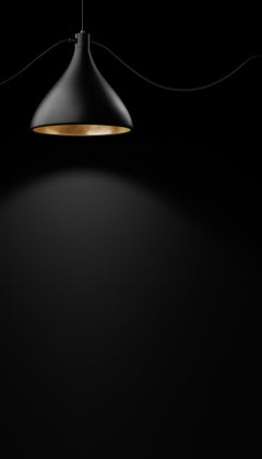 Narrow Swell String Pendant Light in Black and Brass by Pablo Designs