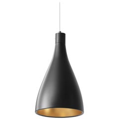 Narrow Swell String Pendant Light in Black and Brass by Pablo Designs