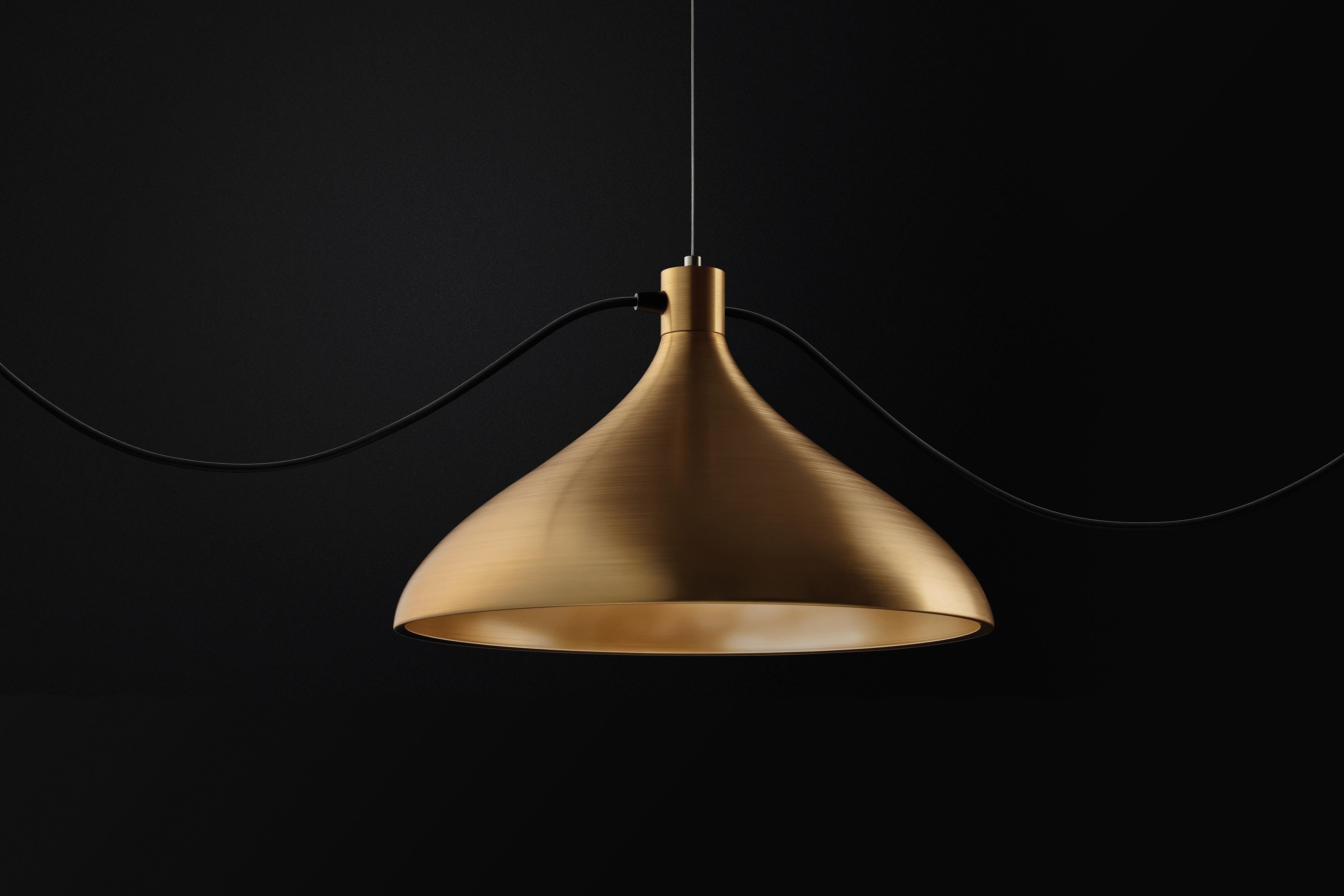 Modern Narrow Swell String Pendant Light in Brass by Pablo Designs For Sale