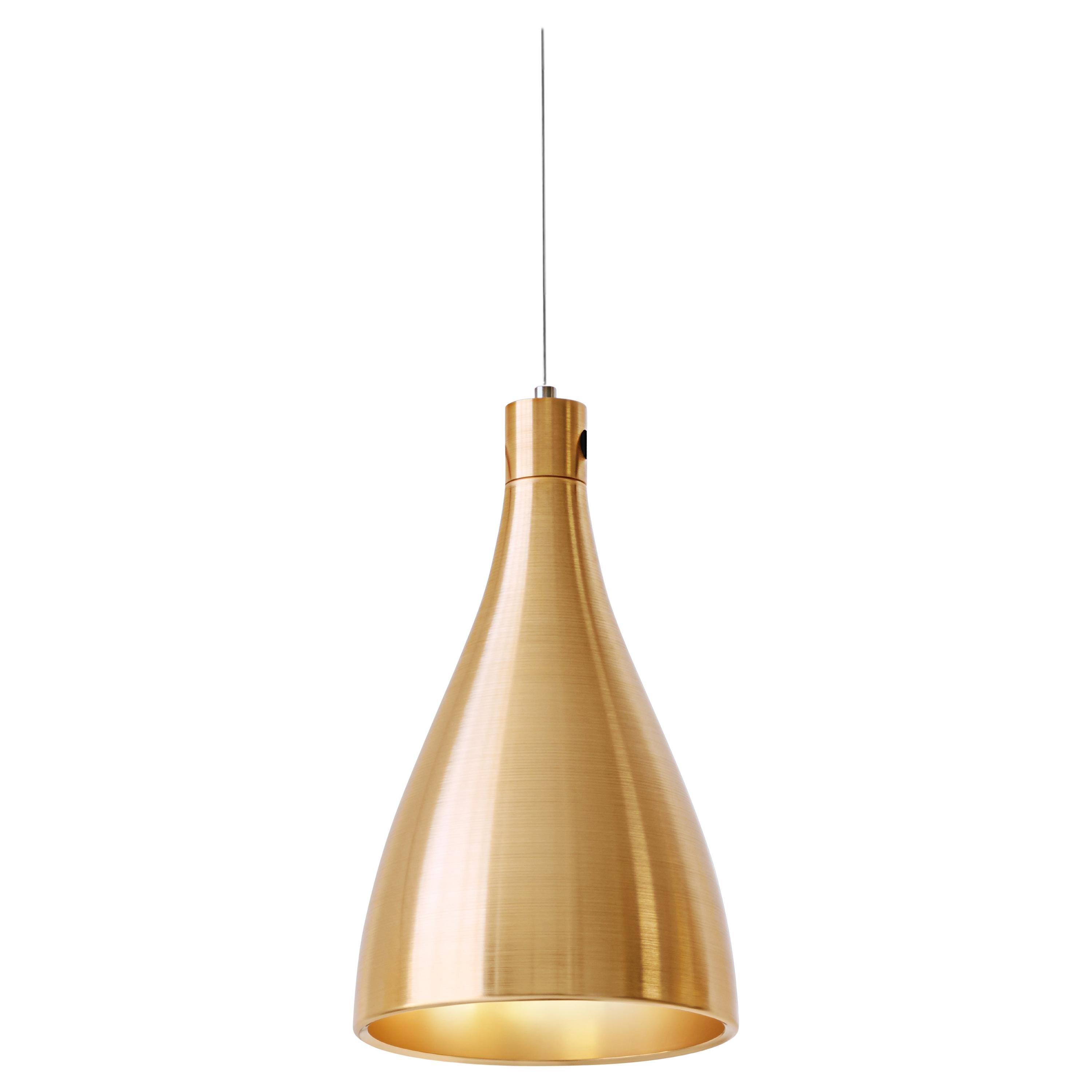 Narrow Swell String Pendant Light in Brass by Pablo Designs