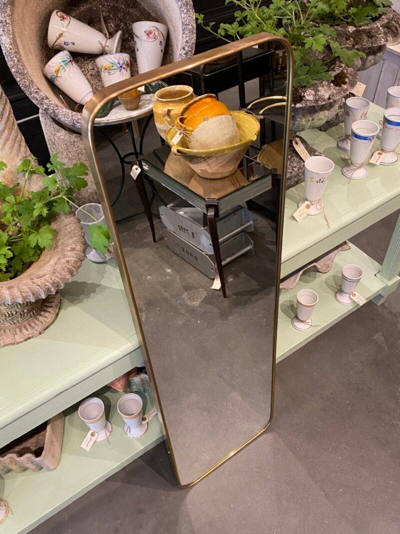 Narrow Tall Brass Mirror-Italy 1950s In Good Condition For Sale In Copenhagen K, DK