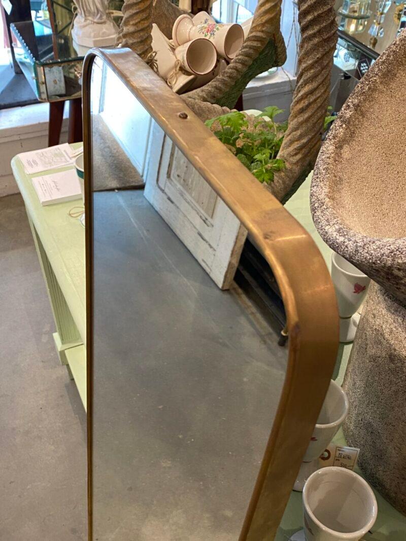 Narrow Tall Brass Mirror-Italy 1950s For Sale 1