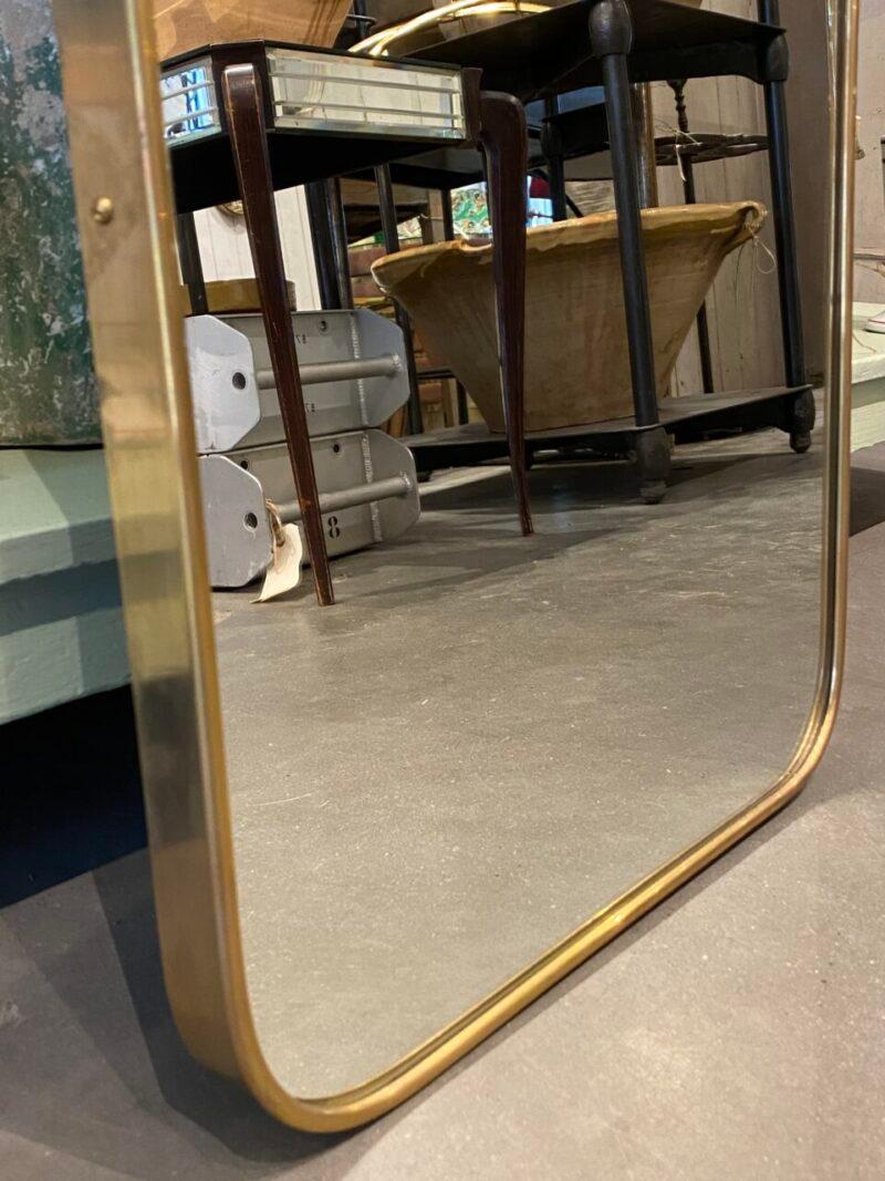 Narrow Tall Brass Mirror-Italy 1950s For Sale 2