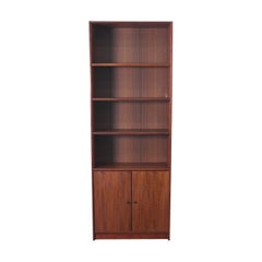 Narrow + Tall Danish Teak Bookcase With Lower Doors