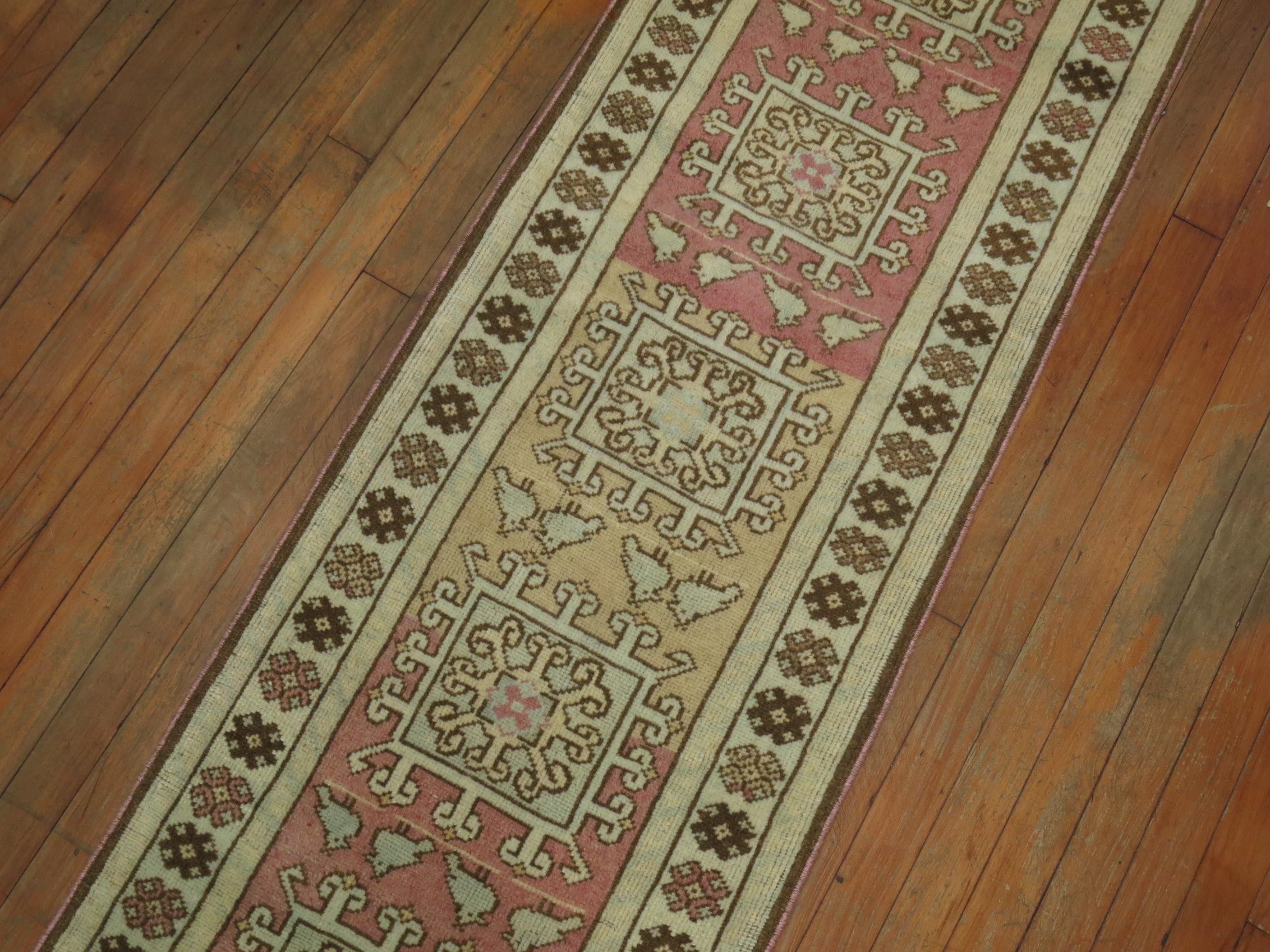 Hand-Woven Narrow Turkish Anatolian Runner For Sale