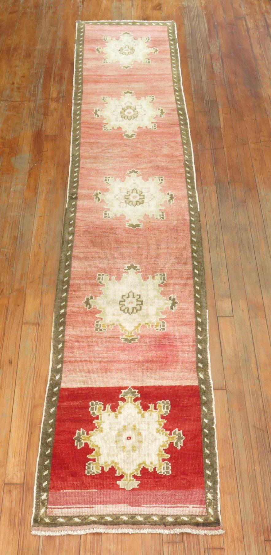 Zabihi Collection Floral Vintage Narrow Turkish Runner In Good Condition For Sale In New York, NY