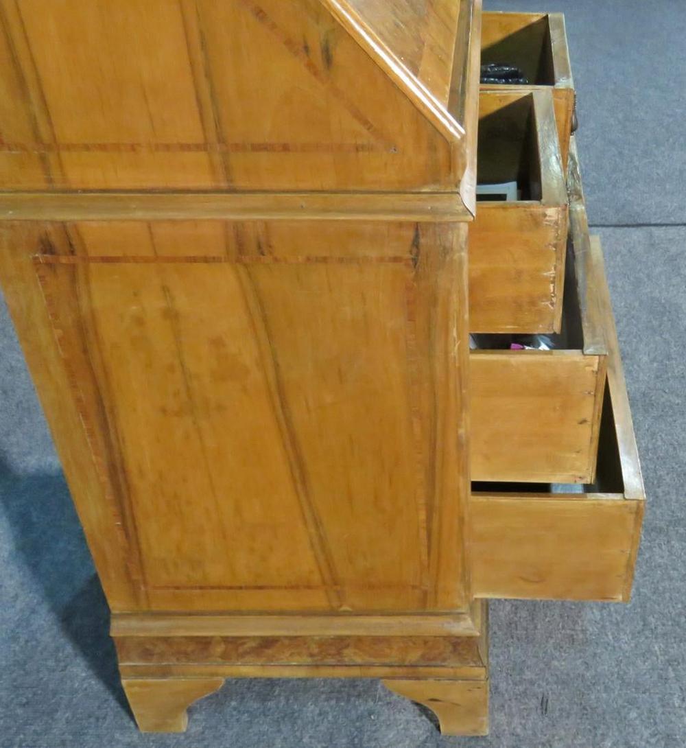 Narrow Venetian Italian Circassian Walnut Mirrored Secretary Desk, circa 1930 In Good Condition In Swedesboro, NJ