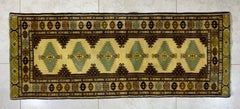 Narrow Vintage Hand Woven Runner Rug, Wool & Cotton, Iran, 1960s
