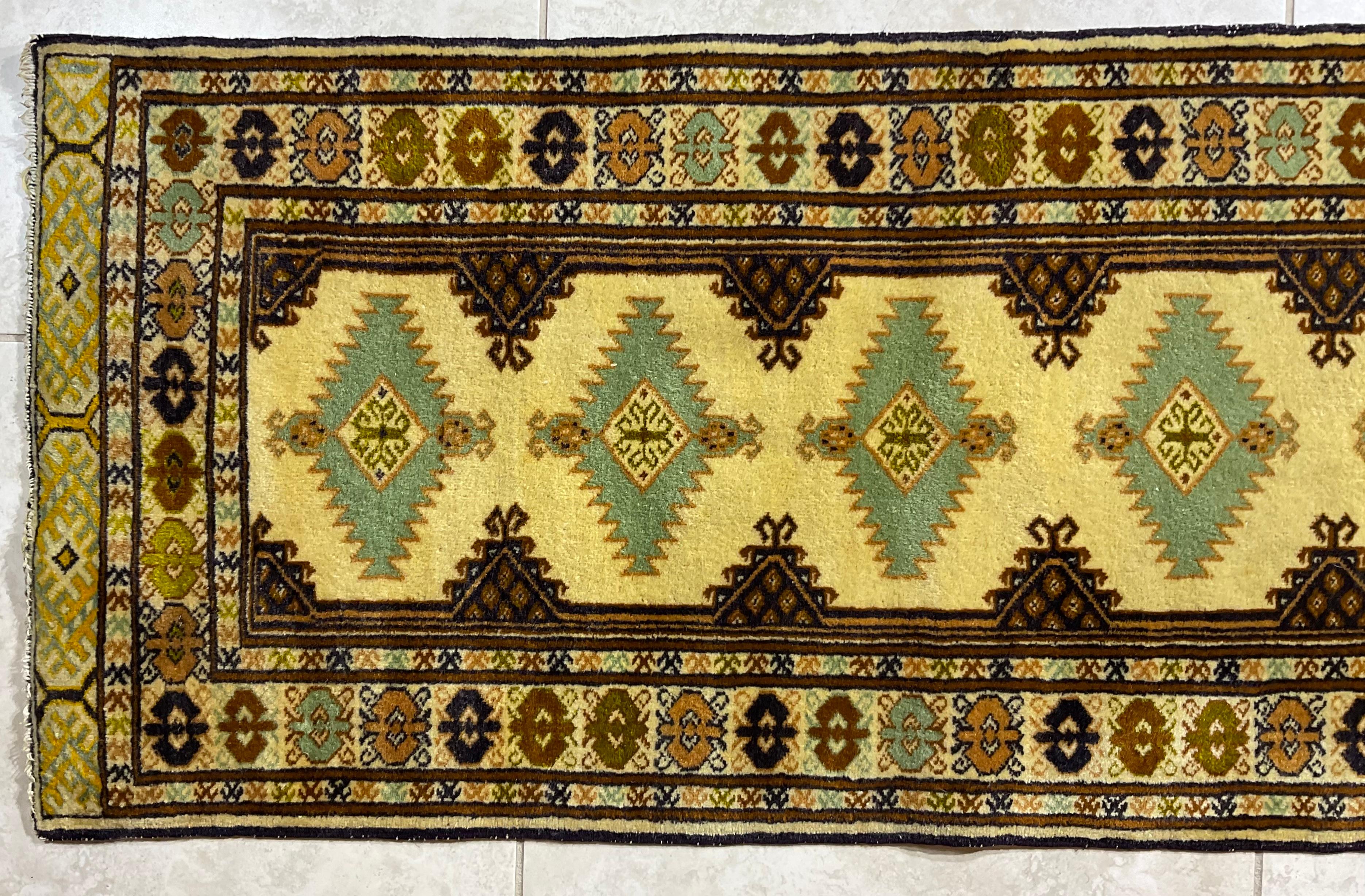 Mid-20th Century Narrow Vintage Hand Woven Runner Rug For Sale