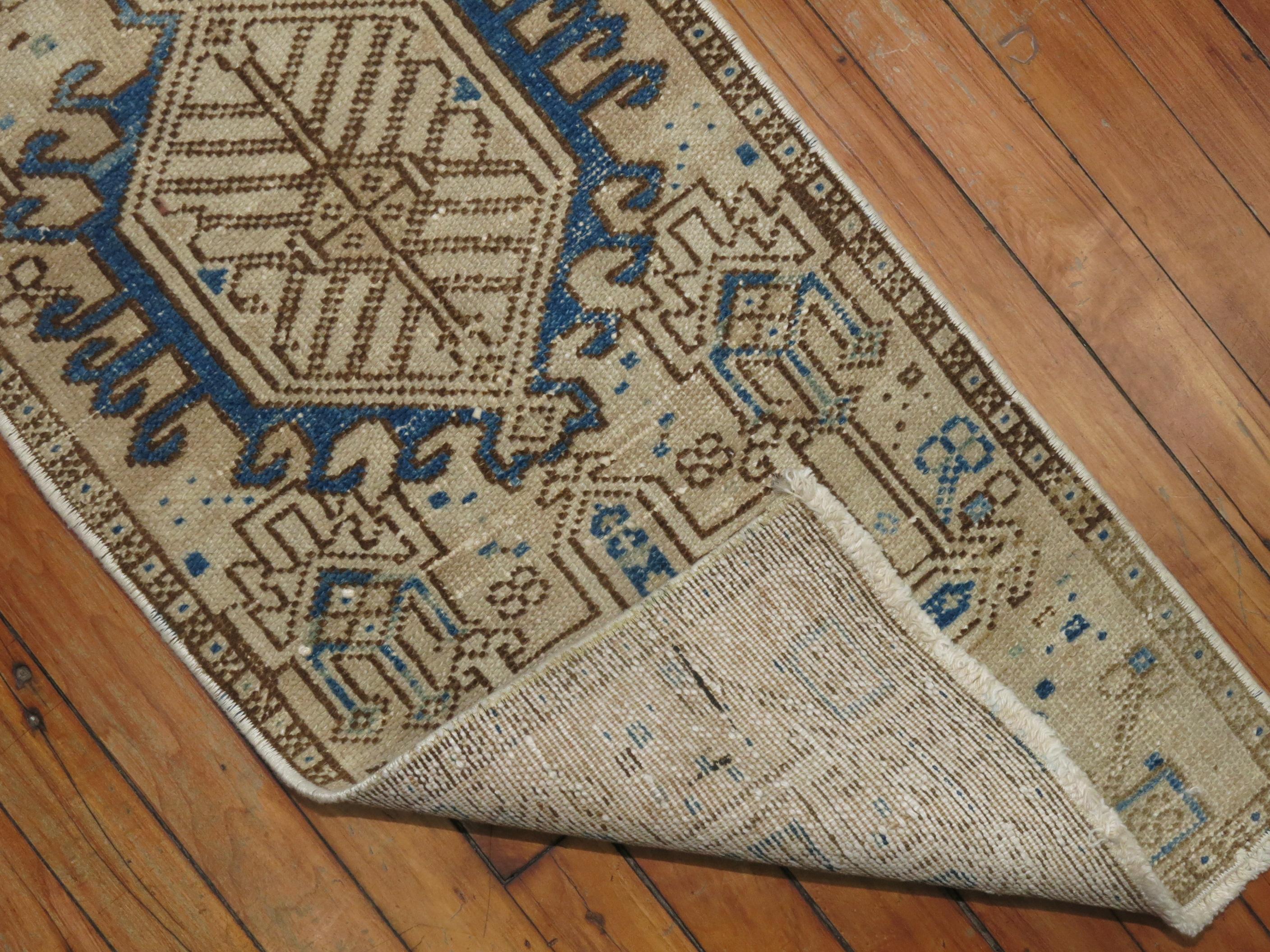 Narrow Vintage Persian Heriz Runner In Good Condition For Sale In New York, NY