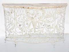 Narrow Vintage Scrolling Metalwork Console with Shaped Marble Top