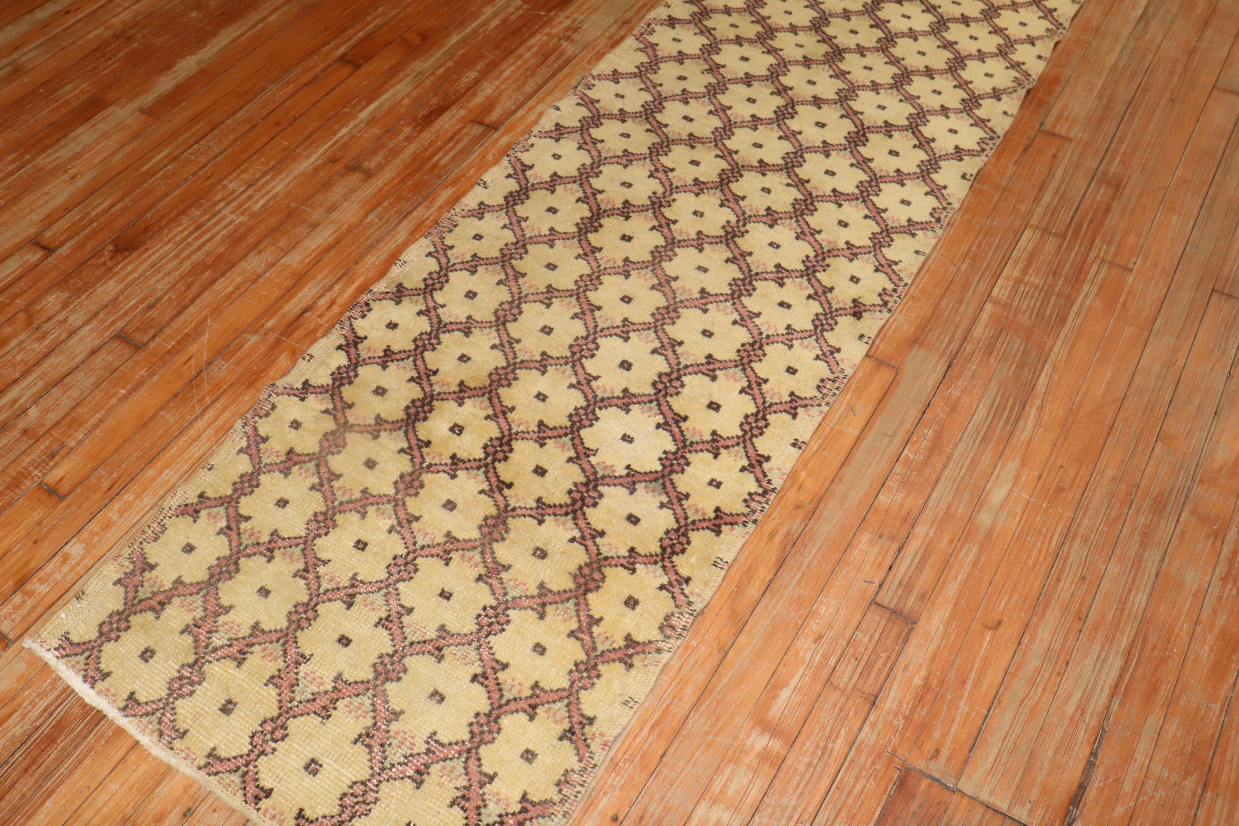 Hand-Woven Narrow Vintage Turkish Runner For Sale