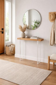 Console stretta Tillikum in Oak Oak Oak e acrilico flottante di Autonomous Furniture