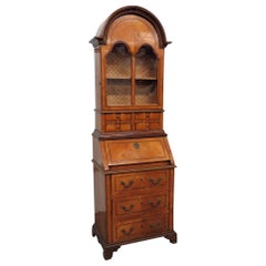 Narrow Width Antique Italian Provincial Secretary Desk with Lined Surfaces