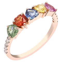 Ring aus 18 Karat Gold mit natürlichem, mehr Saphiren 1,40 Karat und Diamanten 0,13 Karat
