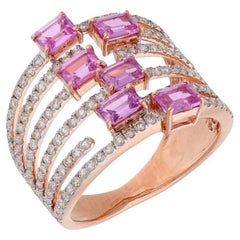 Natural pink sapphire 1.63cts & diamond 1.03cts ring in 18k gold