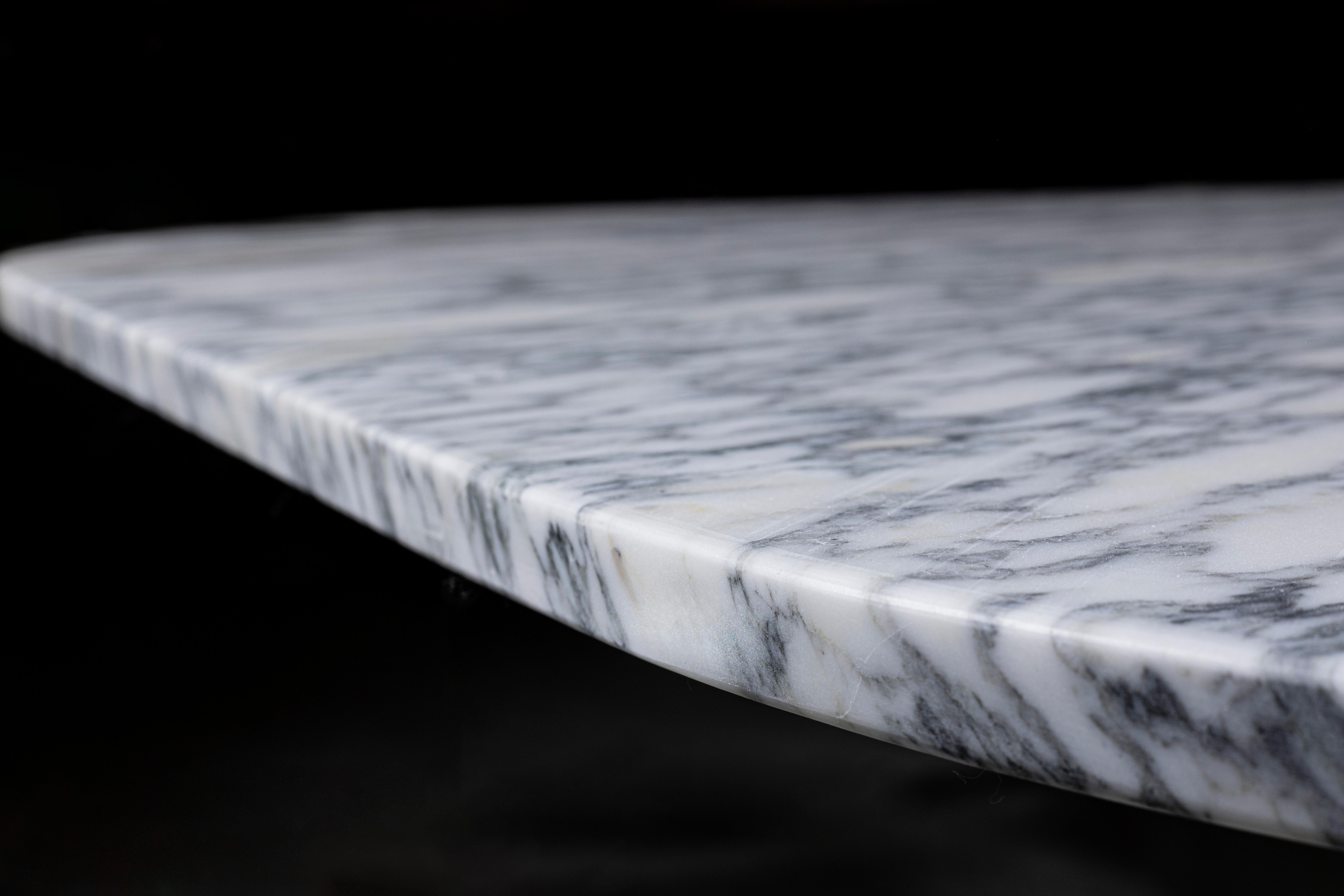 Hand-Crafted NAS Italian Arabescato Marble Dining Table  For Sale