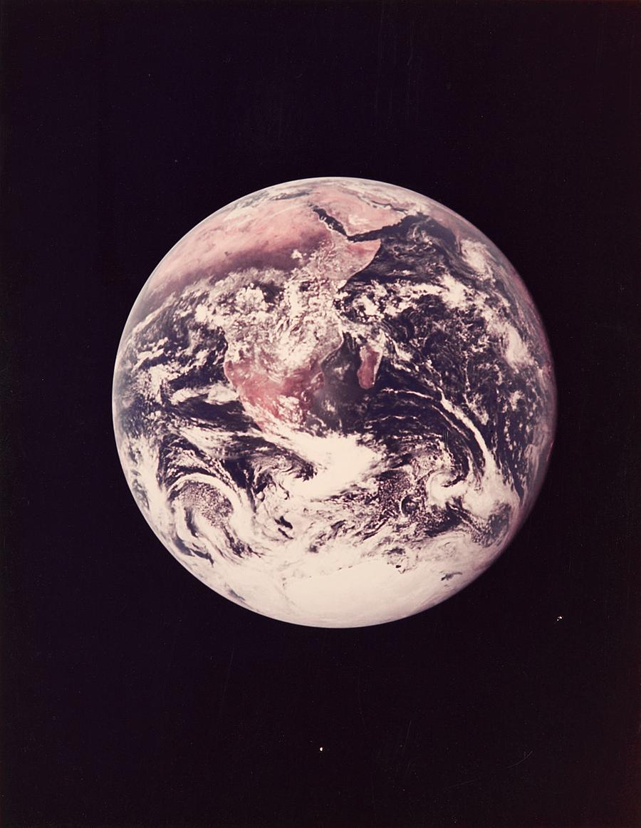 Blue Marble by NASA Apollo 17 Astronauts, Vintage Color Photo Mounted on Board 1