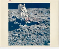 NASA Apollo 11 Portrait Photography Buzz Aldrin Conducting Experiments on Moon